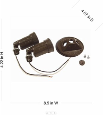 Weatherproof Combination Cover 4 Inch for PAR 38 Lamps, Bronze, Includes 2 Lampholders