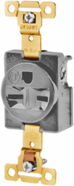 Commercial Grade 2-Pole 3-Wire Grounding Receptacle, 15A 250V, 3.28 Inch x 1.38 Inch x 0.91 Inch, Gray
