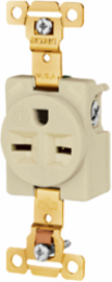 Commercial Grade Single Receptacle, 15A 250V, 2-Pole 3-Wire, Ivory, 3.28 x 1.38 x 0.91 Inch