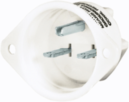 Flanged Male Inlet 15A 250V 2-Pole 3-Wire Grounding, 1.84 x 2.50 x 1.55 Inch, White