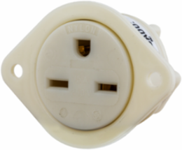 Flanged Female Receptacle, 15A 250V, 2-Pole 3-Wire Grounding, NEMA 6-15R, White
