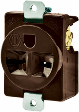 Panel Mount Receptacle 15A 250V 2-Pole 3-Wire Grounding Brown, 1.94 x 1.38 x 0.81 Inch