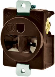 Panel Mount Receptacle 15A 250V 2-Pole 3-Wire Grounding Brown, 1.94 x 1.38 x 0.81 Inch