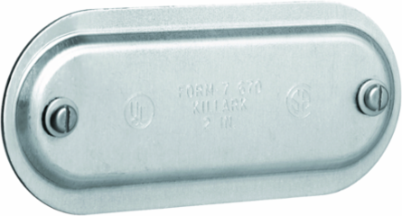 1-1/2 Inch Steel Conduit Body Cover, Stamped, Natural Finish