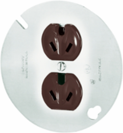 Specialty Receptacle, 15A 277V AC, 2-Pole 3-Wire, 4 Inch Round Cover, Brown