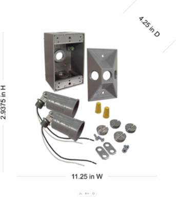 Rectangular Weatherproof Lighting Kit for 75-150W PAR 38 Lamps, 3.336 x 10 x 4.594 Inch