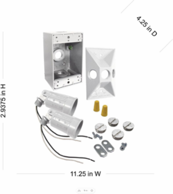 Weatherproof Lighting Kit for 75-150W PAR 38 Lamps, Includes 2 Lampholders, 10 Inch Width