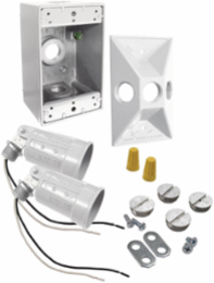 Weatherproof Lighting Kit for 75-150W PAR 38 Lamps, Includes 2 Lampholders, 10 Inch Width