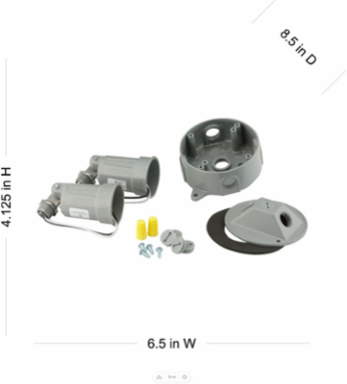 4 Inch Round Weatherproof Lighting Kit for 75-150W PAR 38 Lamps, Gray, UL Listed