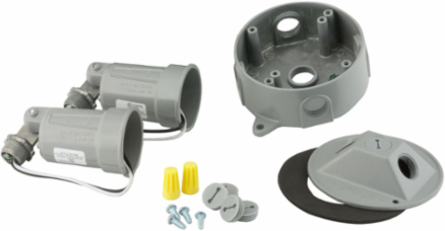 4 Inch Round Weatherproof Lighting Kit for 75-150W PAR 38 Lamps, Gray, UL Listed