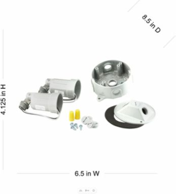 4 Inch Round Weatherproof Lighting Kit for 75-150W PAR38 Lamps, Includes 2 Lampholders, White