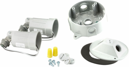 4 Inch Round Weatherproof Lighting Kit for 75-150W PAR38 Lamps, Includes 2 Lampholders, White