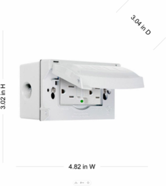 1-Gang Outdoor Self-Test GFCI Flip Cover Kit, Weatherproof, 3 Outlets, White