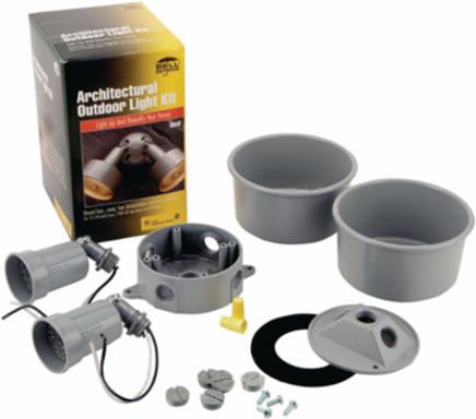 4 Inch Round Weatherproof Light Kit for 75-150W PAR 38 Lamps, Gray