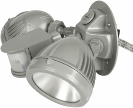 Weatherproof LED Flood Light Kit with Motion Sensor, 26W, Gray, 2000 Lumens