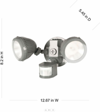 Weatherproof LED Flood Light Kit with Motion Sensor, 26W, Gray, 2000 Lumens