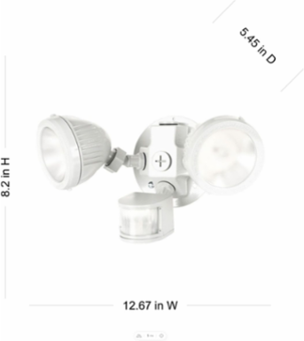 Weatherproof LED Flood Light Kit with Motion Sensor, 2000 Lumens, 26W, 7.75 x 10.75 x 6.375 Inch