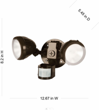 Weatherproof LED Flood Light Kit with Motion Sensor, 3000K Warm White, 26W, Bronze