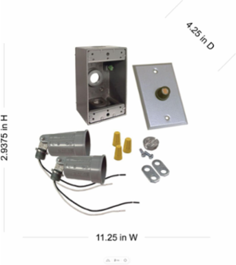 Weatherproof Lighting Kit for 75-150W PAR38 Lamps, Includes 2 Lampholders, Gray