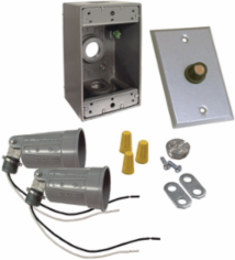Weatherproof Lighting Kit for 75-150W PAR38 Lamps, Includes 2 Lampholders, Gray