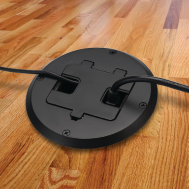 Single Gang Floor Box Kit with 15A Duplex Recessed Receptacle, featuring one Type A and one Type C USB charging port