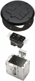 Single Gang Floor Box Kit with 15A Duplex Recessed Receptacle, featuring one Type A and one Type C USB charging port