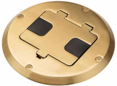 Single Gang Floor Box Kit with 15A Duplex Recessed Receptacle, featuring one Type A and one Type C USB charging port