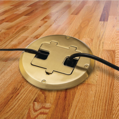 Single Gang Floor Box Kit with 15A Duplex Recessed Receptacle, featuring one Type A and one Type C USB charging port
