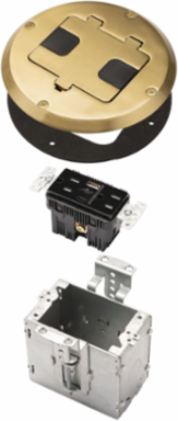 Single Gang Floor Box Kit with 15A Duplex Recessed Receptacle, featuring one Type A and one Type C USB charging port