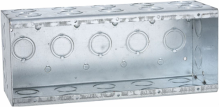 5-Gang Masonry Box, Nongangable, 3-1/2 Inch Deep, Grit 1/2-3/4 Inch Concentric Knockouts
