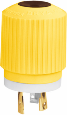 Marine Grade Locking Plug, 20A 125V, 2-Pole 3-Wire, Yellow, 2.13 Inch×2.13 Inch×2.86 Inch