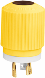 Marine Grade Locking Plug, 20A 125V, 2-Pole 3-Wire, Yellow, 2.13 Inch×2.13 Inch×2.86 Inch