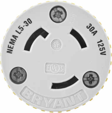 Marine Grade Locking Connector Body, 30A 125V, 2-Pole, Screw Terminal, Yellow
