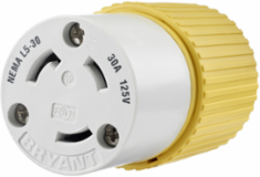 Marine Grade Locking Connector Body, 30A 125V, 2-Pole, Screw Terminal, Yellow