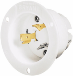 Flanged Inlet Locking Device, 20A 277V AC, 2-Pole 3-Wire, 2.88 Inch x 2.88 Inch x 2.02 Inch