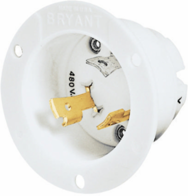 Industrial Flanged Inlet Locking Device 30A 277V AC 2-Pole 3-Wire Grounding