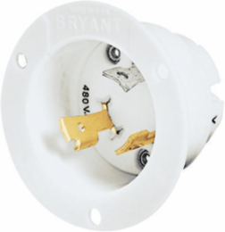 Industrial Flanged Inlet Locking Device 30A 277V AC 2-Pole 3-Wire Grounding
