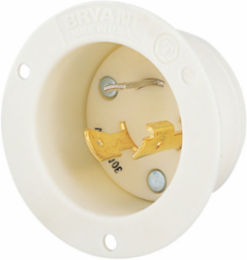 Locking Device Flanged Inlet 30A 3-Pole 600V AC, 2.88 Inch x 2.88 Inch x 2.02 Inch