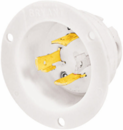 Locking Flanged Inlet, 30A 125/250V, 3-Pole 4-Wire, Screw Terminal, 2.88 Inch x 2.88 Inch