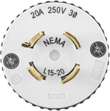 Locking Plug, 20A 3-Phase Delta 250V AC, 3-Pole 4-Wire, L15-20P, Composite Material
