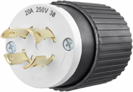 Locking Plug, 20A 3-Phase Delta 250V AC, 3-Pole 4-Wire, L15-20P, Composite Material