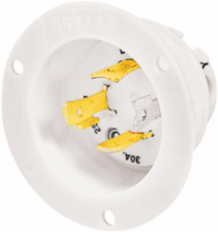 Locking Device Flanged Inlet 30A 3-Pole 4-Wire Grounding 250V AC, 2.88 Inch Size