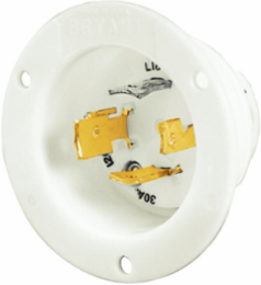 Flanged Inlet Locking Device 30A 4-Pole 120/208V AC, Composite, 2.88 Inch
