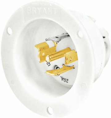 Industrial Locking Device Flanged Inlet 20A 3-Phase Wye 347/600V AC 4-Pole 5-Wire