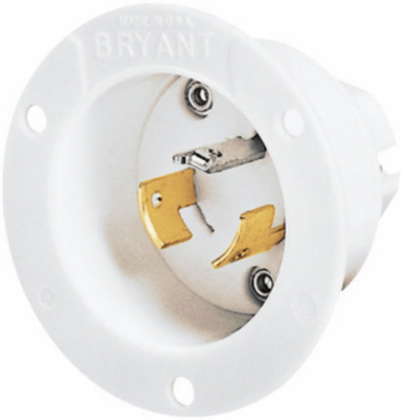 Industrial Flanged Inlet Locking Device, 20A 250V, 3-Pole, Screw Terminal, 3.06 Inch