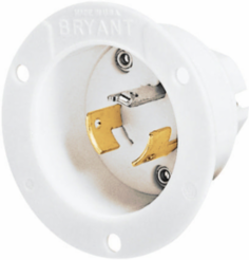 Industrial Flanged Inlet Locking Device, 20A 250V, 3-Pole, Screw Terminal, 3.06 Inch