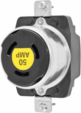 Industrial Locking Receptacle 50A 250V/600V AC, 3-Pole 4-Wire, Screw Terminal, Black