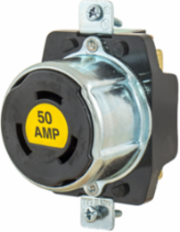Industrial Locking Receptacle 50A 250V/600V AC, 3-Pole 4-Wire, Screw Terminal, Black