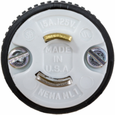 Midget Locking Male Plug, 15A 125V, 2-Pole 2-Wire, 1.25 Inch x 1.25 Inch x 1.60 Inch