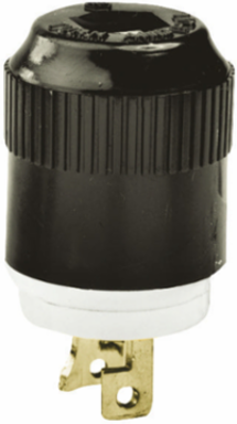 Midget Locking Male Plug, 15A 125V, 2-Pole 2-Wire, 1.25 Inch x 1.25 Inch x 1.60 Inch